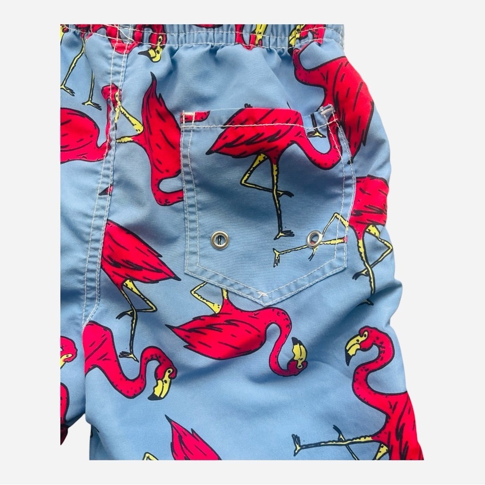 Kite”n”Koo athleisure casual swim trunks 5-6 Flamingo Print blue elastic waist - Picture 8 of 10